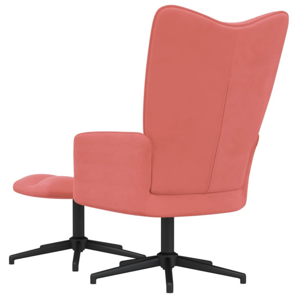 Silla de relajación con reposapiés terciopelo rosa M 5