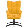 Silla de relajación con reposapiés terciopelo amarillo mostaza 3