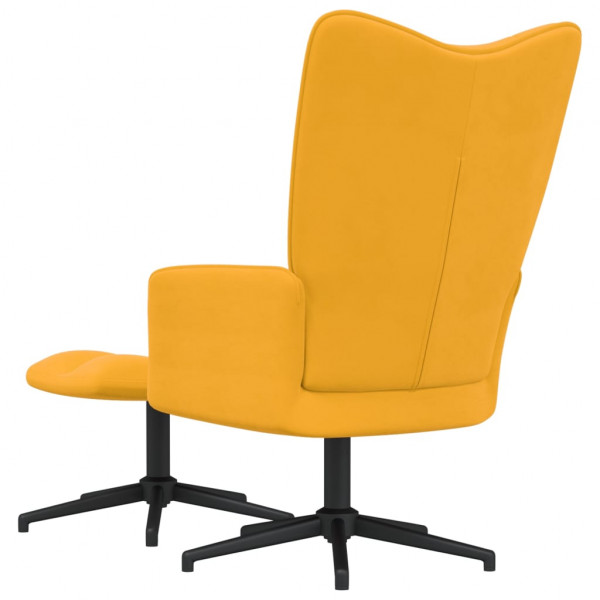 Silla de relajación con reposapiés terciopelo amarillo mostaza M 5