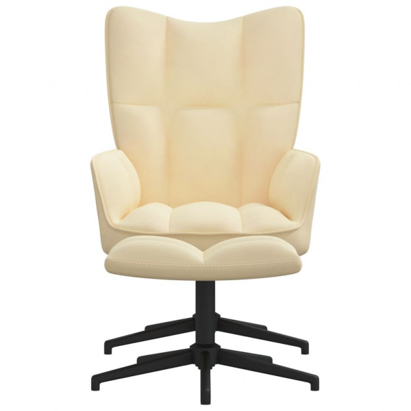 Silla de relajación con reposapiés terciopelo blanco crema M 3