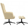 Silla de relajación con reposapiés terciopelo blanco crema 4