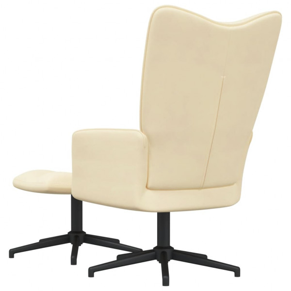 Silla de relajación con reposapiés terciopelo blanco crema M 5