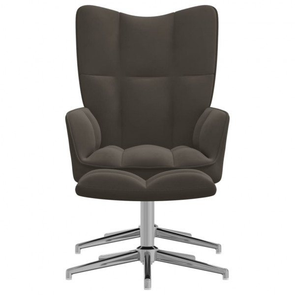 Silla de relajación con taburete terciopelo gris oscuro M 3