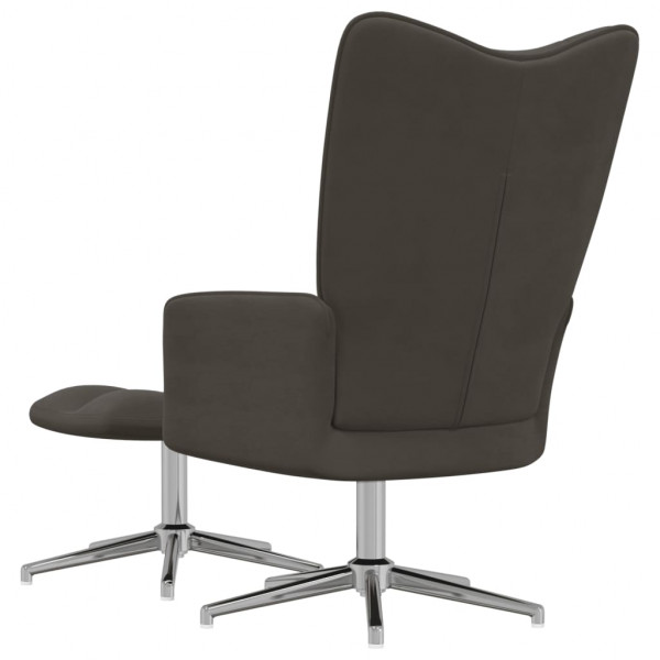 Silla de relajación con taburete terciopelo gris oscuro M 5