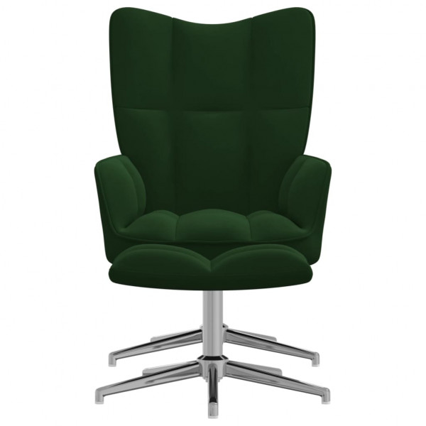 Silla de relajación con taburete terciopelo verde oscuro M 3