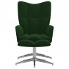 Silla de relajación con taburete terciopelo verde oscuro 3