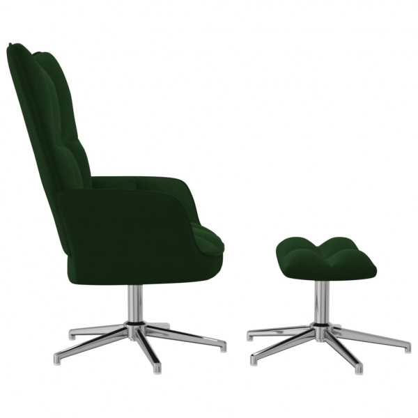 Silla de relajación con taburete terciopelo verde oscuro M 4