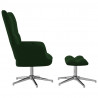 Silla de relajación con taburete terciopelo verde oscuro 4