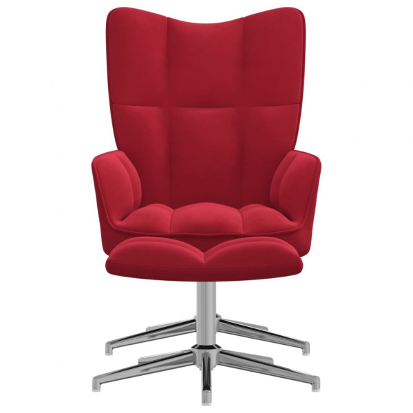 Silla de relajación con reposapiés terciopelo rojo tinto M 3