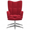 Silla de relajación con reposapiés terciopelo rojo tinto 3