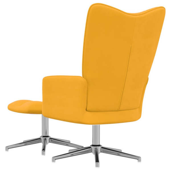 Silla de relajación con reposapiés terciopelo amarillo mostaza M 4