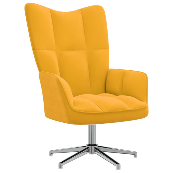 Silla de relajación con reposapiés terciopelo amarillo mostaza M 5