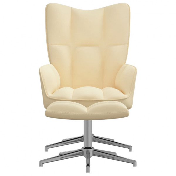 Silla de relajación con reposapiés terciopelo blanco crema M 3