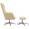 Silla de relajación con reposapiés terciopelo blanco crema 4