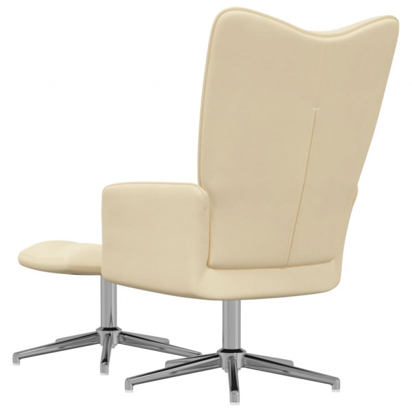 Silla de relajación con reposapiés terciopelo blanco crema M 5