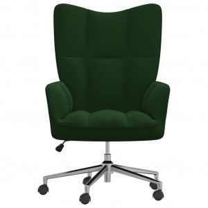 Silla de relajación de terciopelo verde oscuro H