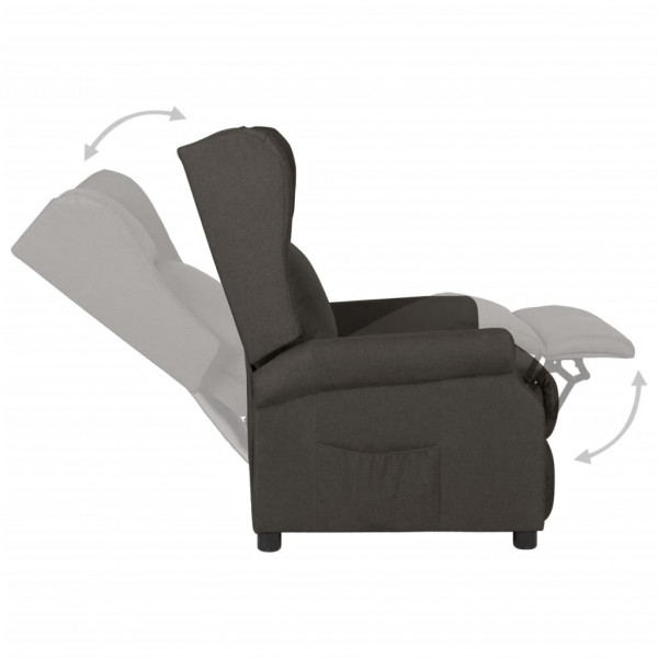 Sillón reclinable de tela gris taupe M 4