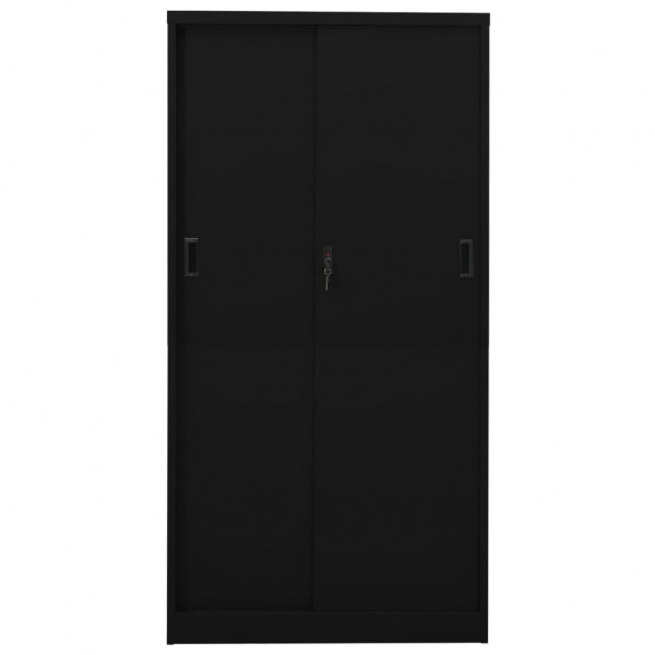 Armário de escritório c/ porta deslizante 90x40x180cm aço preto M 4