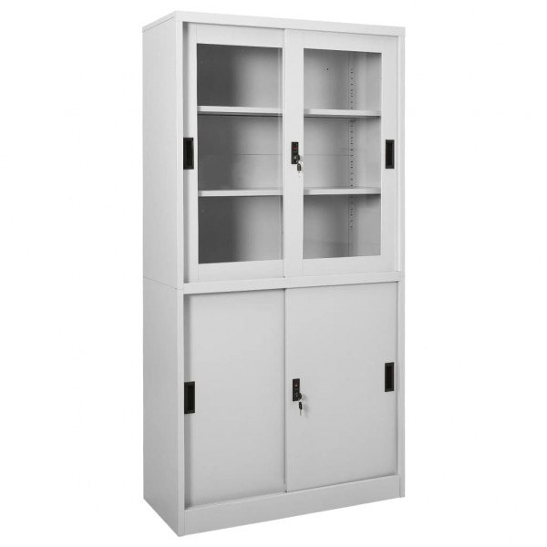 Armario oficina puerta corredera acero gris claro 90x40x180 cm D