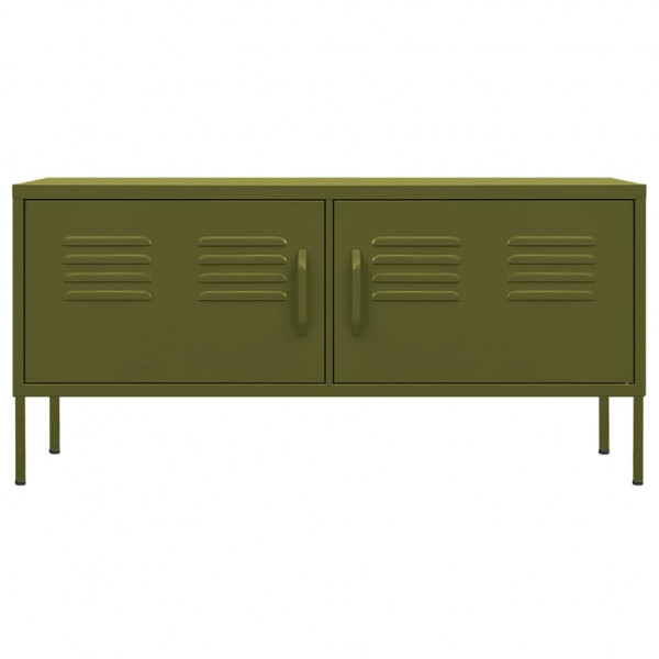 Mueble para TV de acero verde oliva 105x35x50 cm M 5