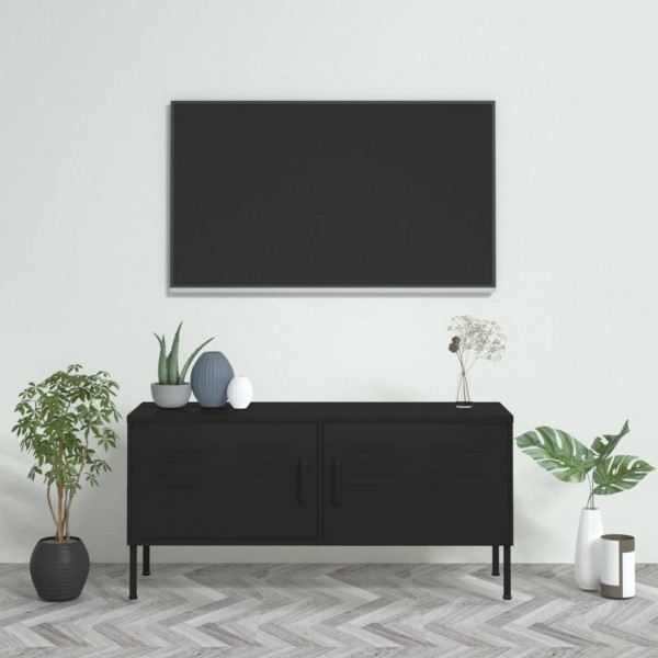 Mueble para TV de acero negro 105x35x50 cm D