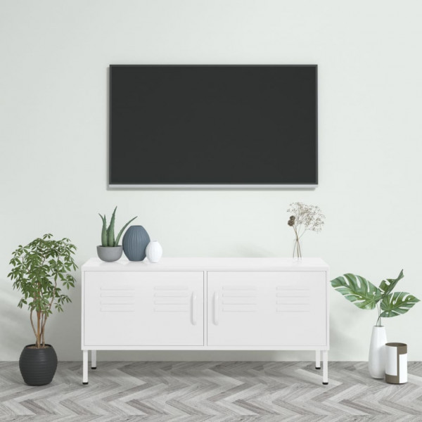 Mueble para TV de acero blanco 105x35x50 cm D