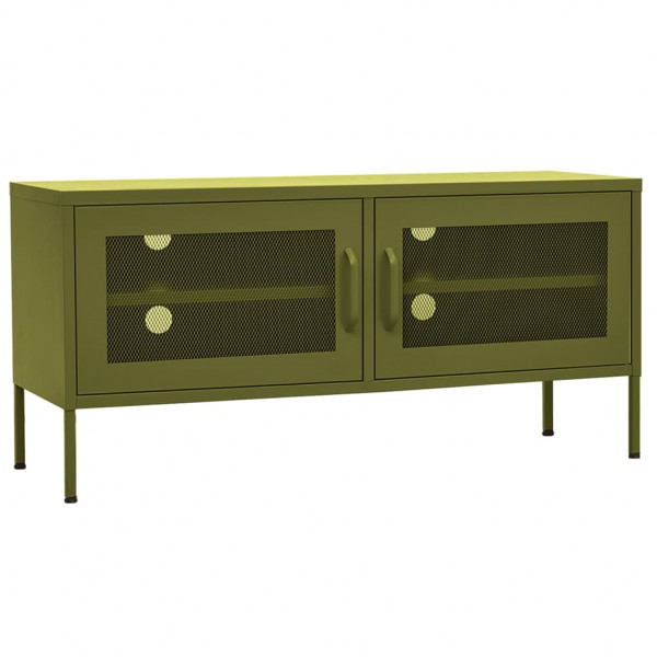 Mueble de TV verde oliva 105x35x50 cm acero M 2
