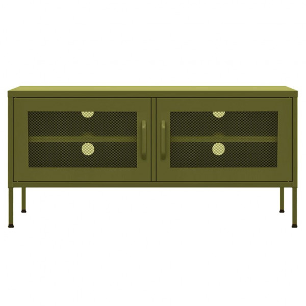 Móvel de TV aço 105x35x50 cm verde-azeitona M 4