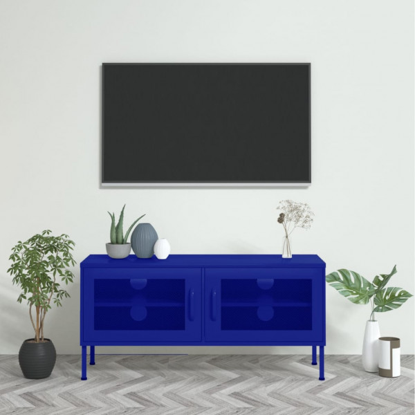 Mueble para TV de acero azul marino 105x35x50 cm D