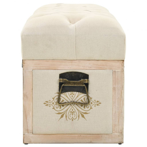 Banco de arrumação 110 cm abeto maciço e tecido cor creme M 4