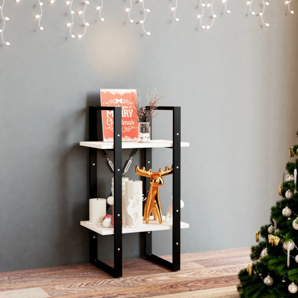 Estantería 2 niveles madera maciza de pino blanco 40x30x70 cm D