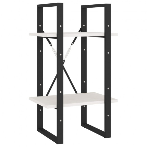 Estante com 2 prateleiras 40x30x70 cm pinho maciço branco M 2