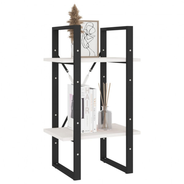 Estantería 2 niveles madera maciza de pino blanco 40x30x70 cm M 4