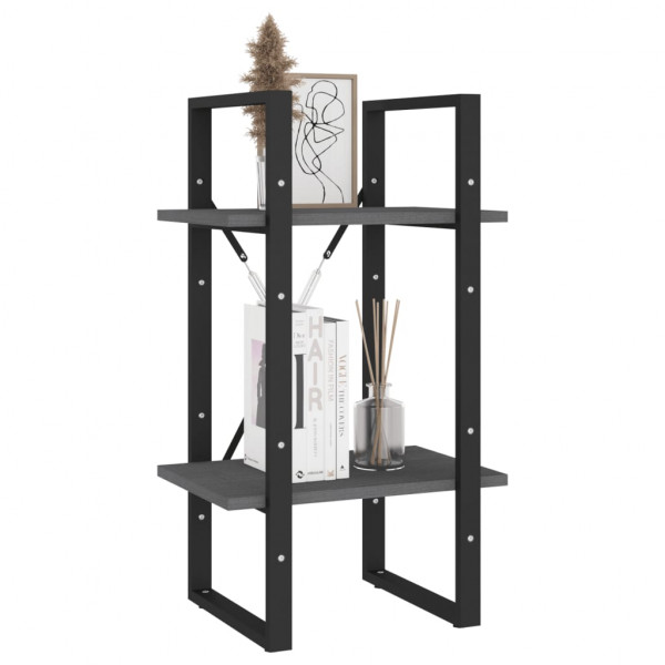 Estante com 2 prateleiras 40x30x70 cm pinho maciço cinzento M 4