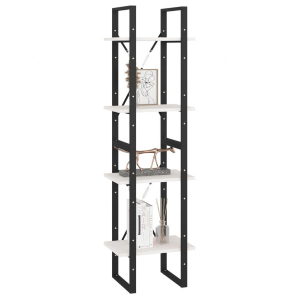 Estante com 4 prateleiras 40x30x140 cm pinho maciço branco M 4