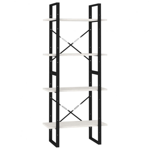 Estante com 4 prateleiras 60x30x140 cm pinho maciço branco M 2