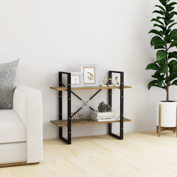 Estantería de 2 niveles madera maciza de pino 80x30x70 cm D
