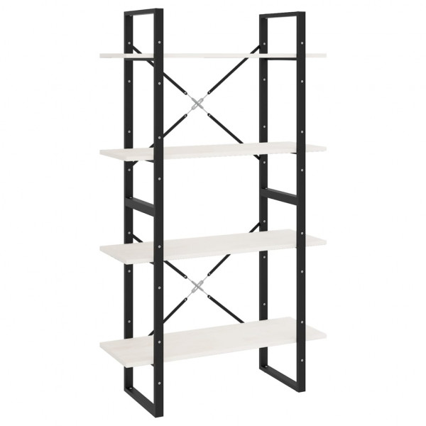 Estante com 4 prateleiras 80x30x140 cm pinho maciço branco M 2