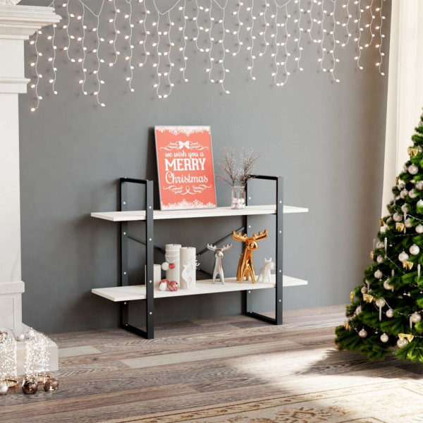 Estantería 2 niveles madera maciza de pino blanco 100x30x70 cm M 3