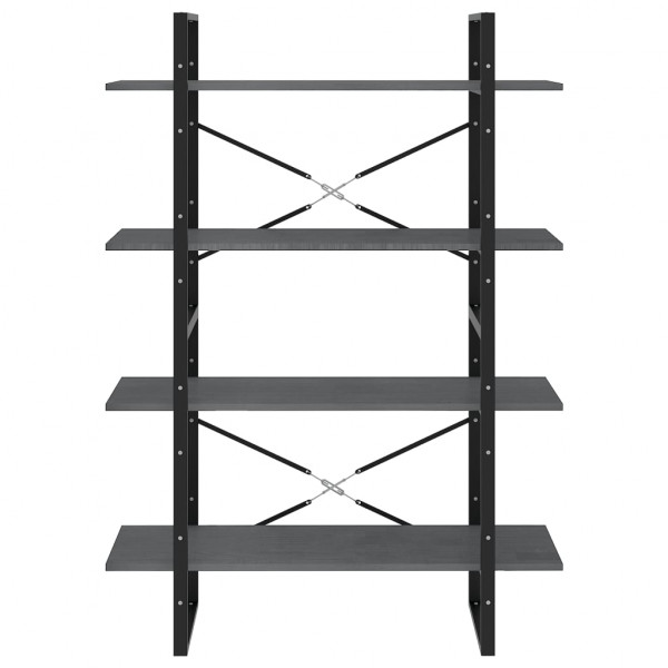 Estante com 4 prateleiras 100x30x140 cm pinho maciço cinzento M 5