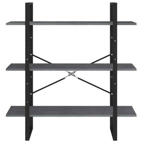 Estante com 3 prateleiras 100x30x105 cm pinho maciço cinzento M 5