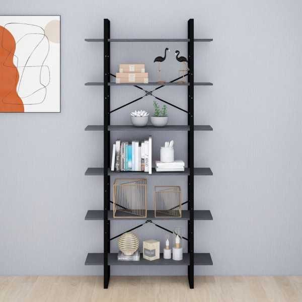 Armario alto madera maciza de pino gris 100x30x210 cm M 4