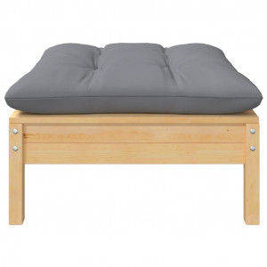 Reposapiés de jardín con cojín madera maciza de pino gris H