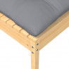 Reposapiés de jardín con cojín madera maciza de pino gris 3