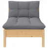 Sofá de jardín de 2 plazas con cojines madera maciza pino gris 3