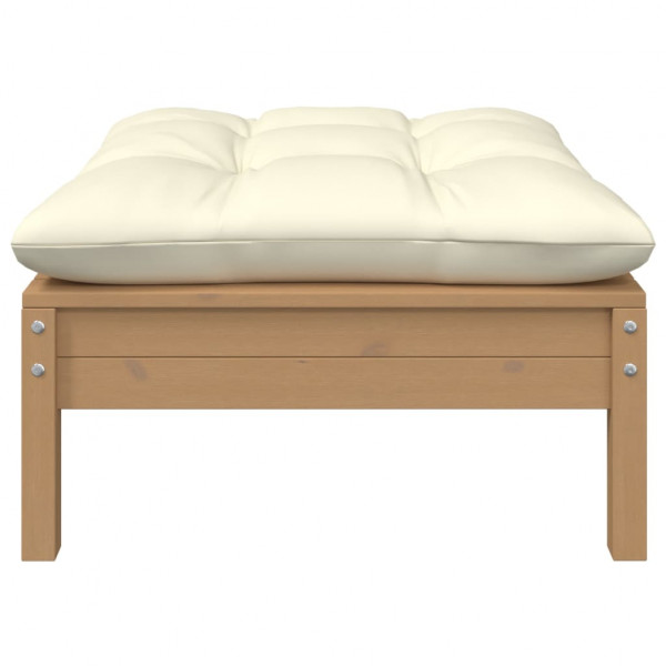 Sofá de jardín de 2 plazas madera maciza pino con cojines crema M 3