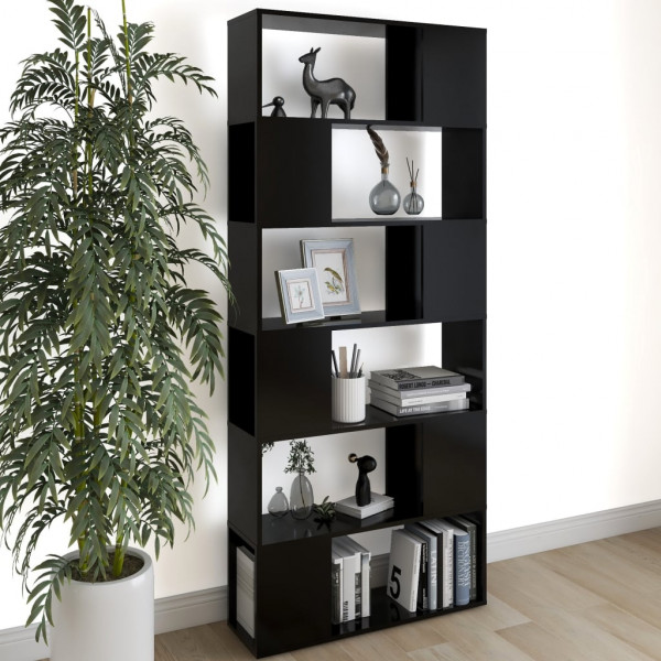 Librería separador madera contrachapada negro 80x24x186 cm M 5