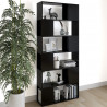 Librería separador madera contrachapada negro 80x24x186 cm 5