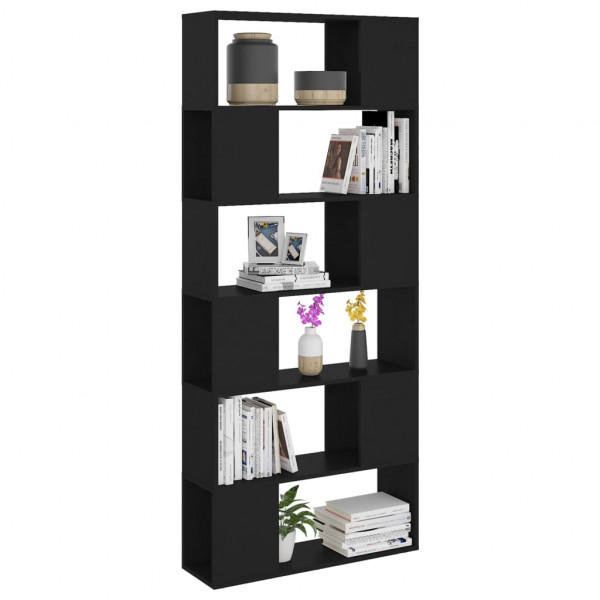Librería separador madera contrachapada negro 80x24x186 cm D
