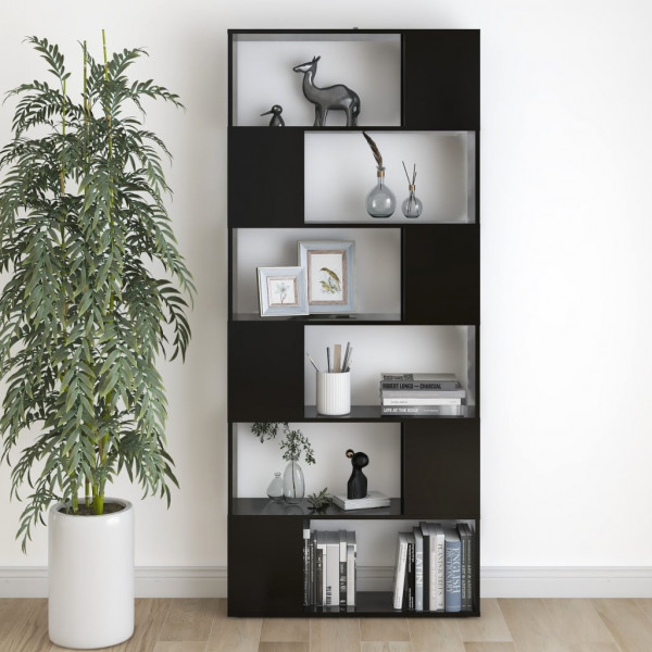 Librería separador madera contrachapada negro 80x24x186 cm M 4